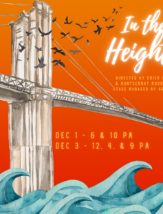 "In the Heights" promo poster overlayed over the Golden West Bridge