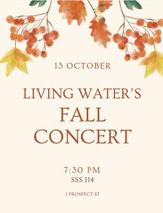 Living Water's Fall Concert - 10/13 @ 7:30PM, SSS 114