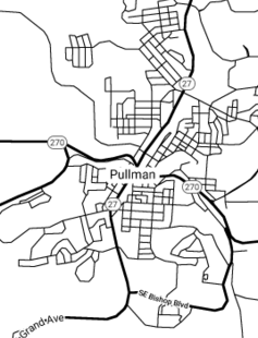 Map of Pullman, WA