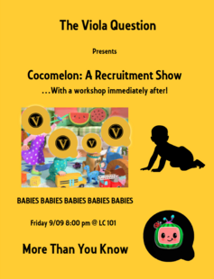 The Viola Question presents...Cocomelon: a recruitment show... with a workshop immediately after!