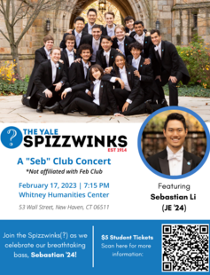 Join the Spizzwinks(?) in concert this Friday for SEB CLUB