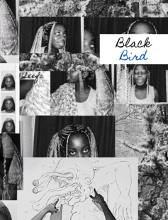 Poster image of a collage of black and white photos of the artist making different faces at the camera.